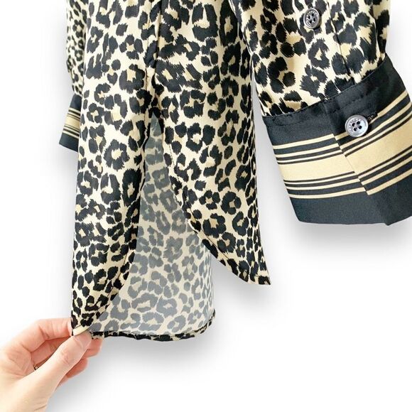 Equipment Women's Leopard Animal Print Bradner Shirt in Natural Multi Size - XS - Picture 7 of 13